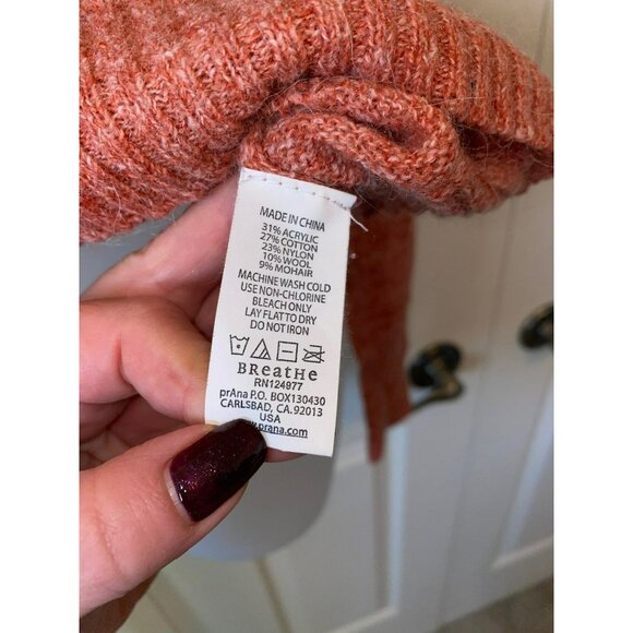 Prana Womens Knit Wool Blend Sweater Large Medium Fit Rust Red Soft & Warm - Picture 7 of 8